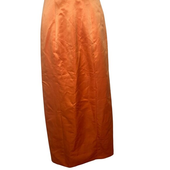 Miscreants Orange Satin Gown Dress UK 8 US 4 | 57" Long Plunge Midi | Feather Tr - Picture 5 of 8